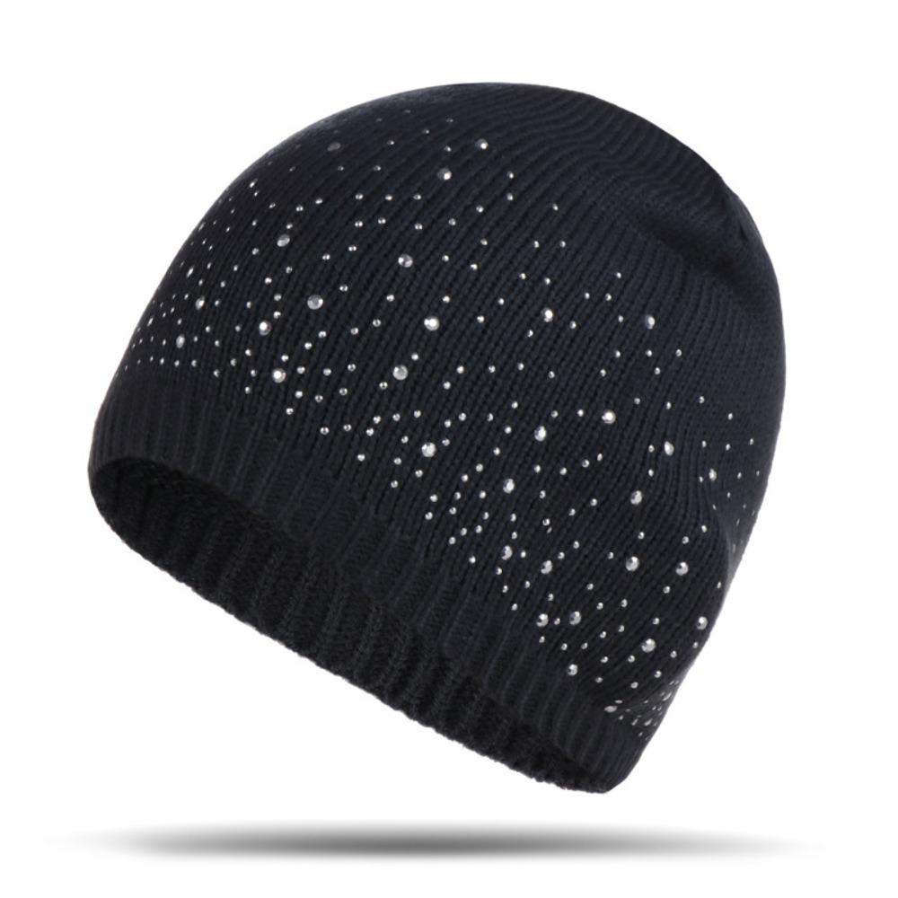Rhinestone Decor Knitted Hat Stylish & Shiny Beanies Hat Casual Winter Fall Hat Outdoor Streetwear