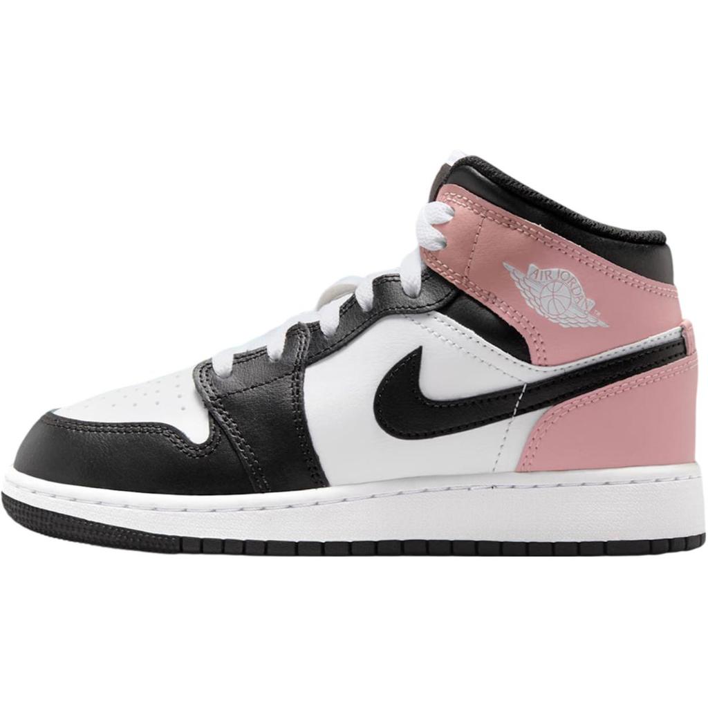 Кроссовки Air Jordan 1 Mid GS Rust Pink для детей Белый Черный DQ8423-100