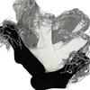 Womens Harajuku Sequins Tassels Decorative Trim Calf Sock 90s Solid Rib Middle Tube Sock Nightclub Party Stockings