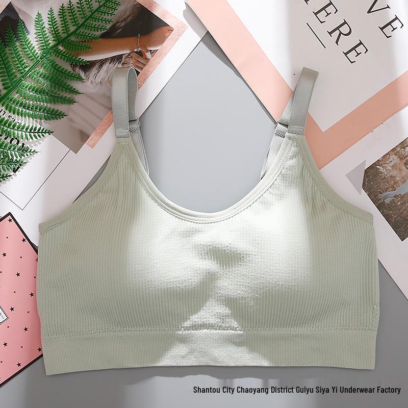Seamless Ribbed Bandeau Tube Top with Adjustable Straps - Wirefree Strapless Sports Bra for Women