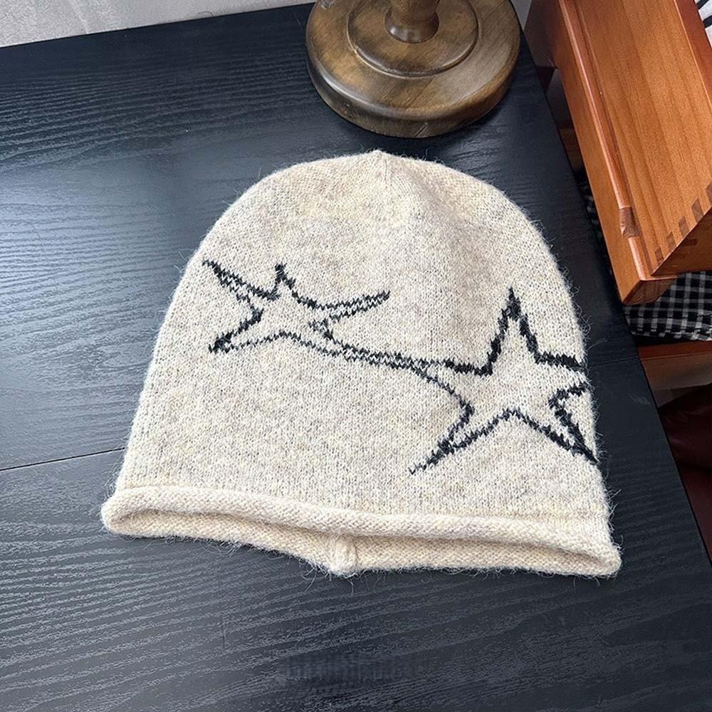 Hip-hop Jacquard Woolen Hat Elastic Y2K Pullover Cap Fashion Brimless Beanie Cap Women