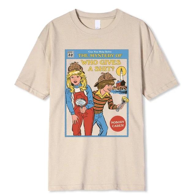Можете ли вы помочь разгадать тайну «Кто насмехается?» Мужская футболка, модная повседневная уличная футболка большого размера, свободная хлопковая футболка, одежда