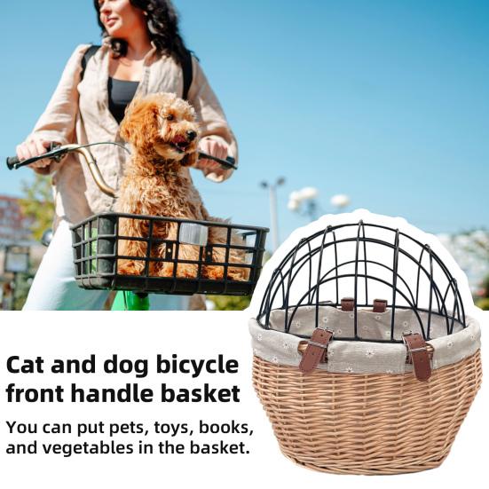 Корзина для хранения велосипеда большой вместимости универсальная простая в установке плетеная вручную сиденье для питомца передний багажник на руль велосипедные аксессуары