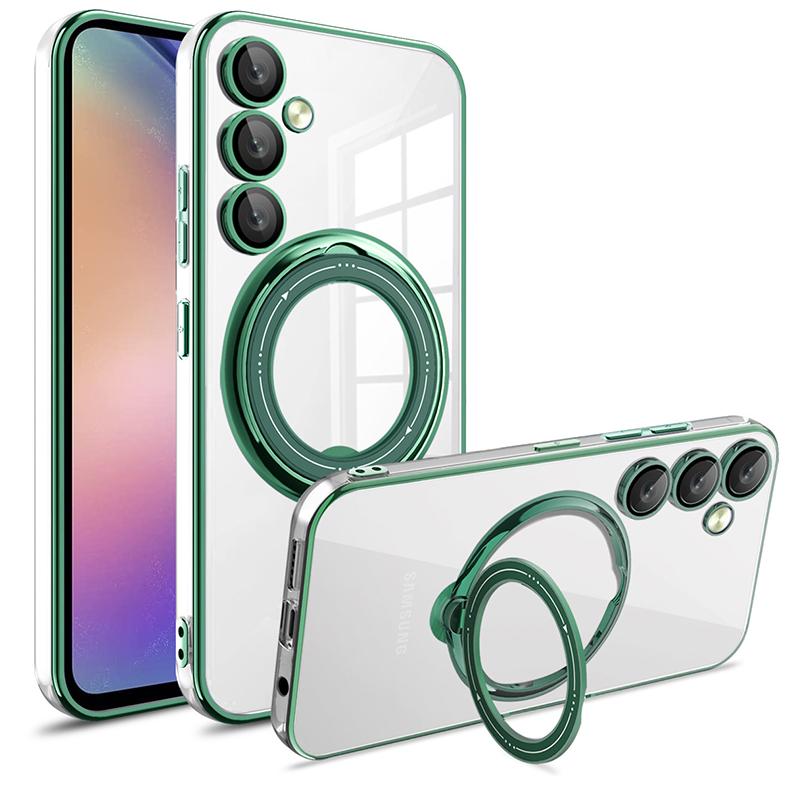 Чехол для телефона Samsung Galaxy A16 A06 A55 A35 A25 A15 A05S Прозрачный чехол из ТПУ с тонким противоударным покрытием и вращающейся на 360° подставкой
