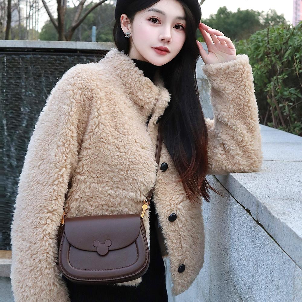 New Disney Mickey Series PU Crossbody Bag, Commuter Bag Medium Size Women's Brown BMK-71082K