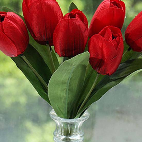 1 букет декоративных ярких искусственных цветов из искусственного шелка, имитация тюльпана ручной работы