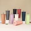 Stainless Steel Black Edge Straw Cup Portable Car Gift Thermos Cup Large Capacity Vacuum Coffee Cup