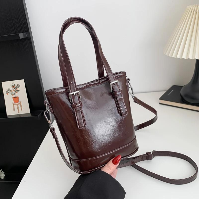 Ретро ПУ женские сумки с верхней ручкой на молнии простые сумки через плечо для женщин новые высококачественные сумки для женщин