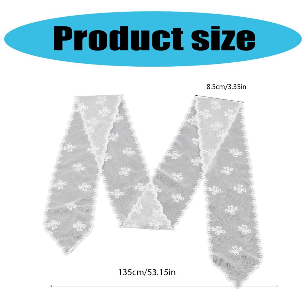 Breathable Lace Scarf Embroidery Neckwrap Seethrough Waistband For Various Occasion and Outfit All Matching Accessory