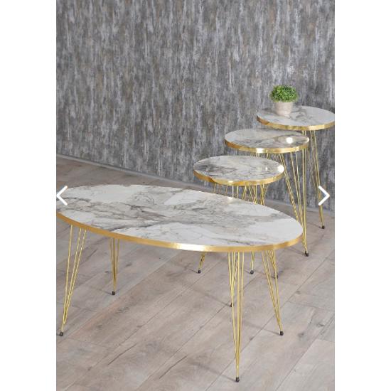 Вложенный стол и центральный стол Ellipse Set Gold Efes Wire