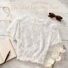 Nylon Sheer Mesh Blouse Short Sleeve Hollow Out Layering Tee Cool Sling Dress Cover Up  Women