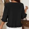 Women's Short-sleeved Round-neck Solid Color Tops Loose European And American Lace Sleeves Shirt