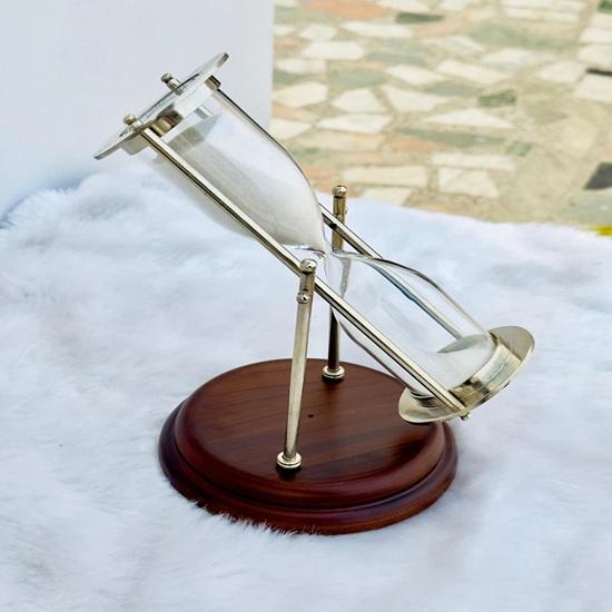 Rotating Unity Sand Ceremony Hourglass, for Weddings Special Moments, Brass Hourglass with Wooden Base