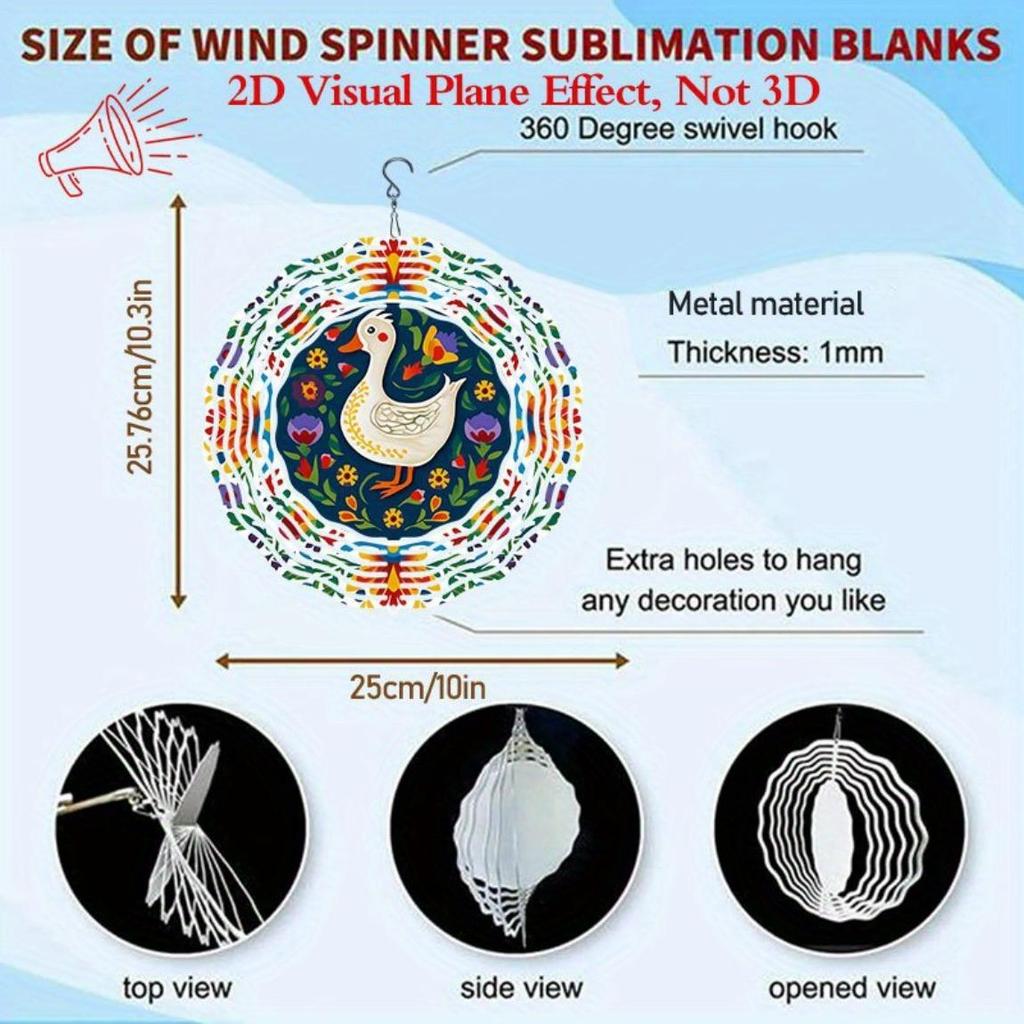 Duck and Floral Metal Wind Spinner Hanging Wind Chime for Garden Decoration No Electricity Needed Easy To Install Indoor Outdoor