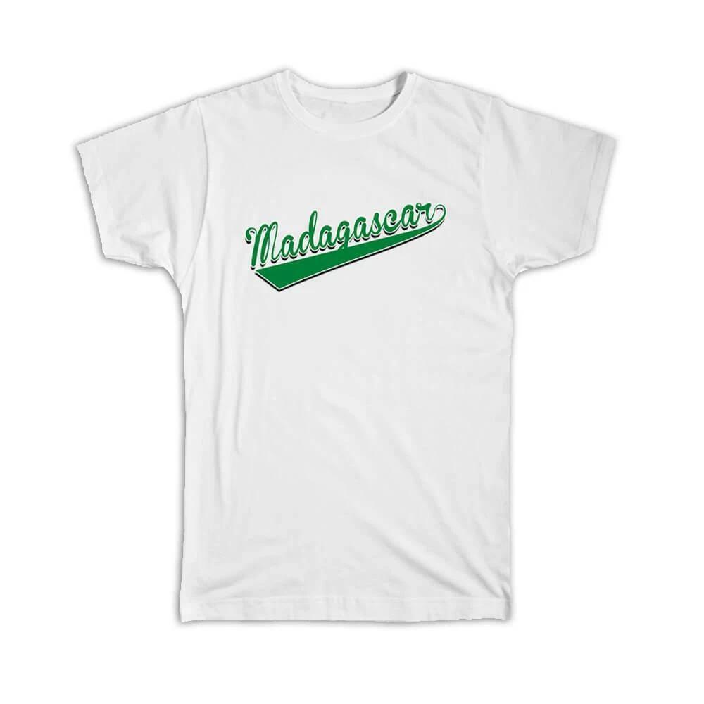 Gift T-Shirt : Madagascar Flag College Script Calligraphy Country Malagasy Expat