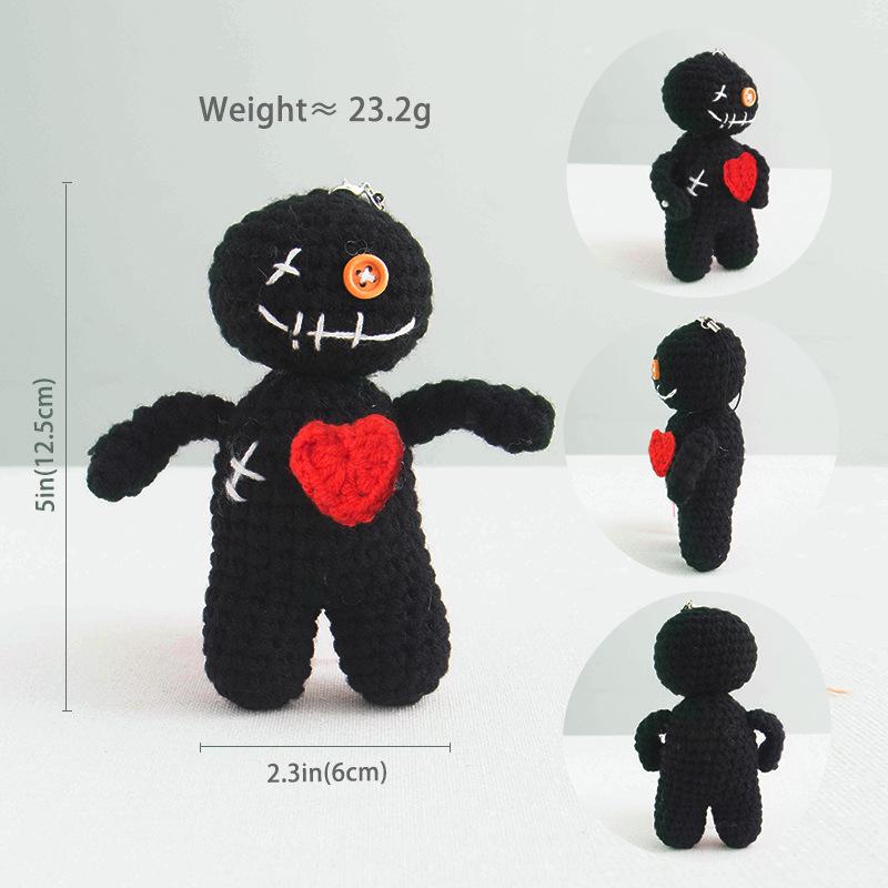 Забавное вязаное вручную черно-белое привидение, настольное украшение, подарок, вязаная крючком кукла-привидение с позитивной энергией, украшение для дома на Хэллоуин