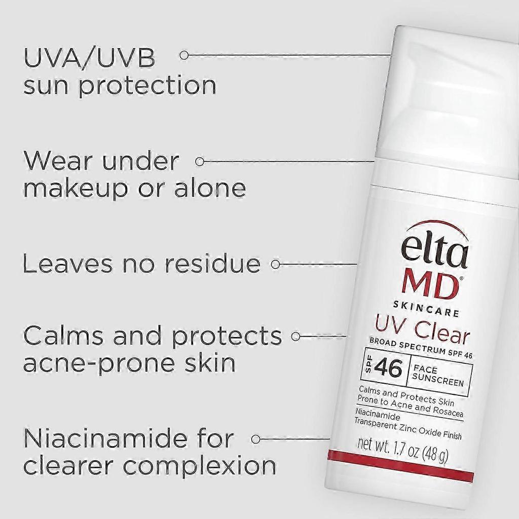 Солнцезащитный крем для лица EltaMD UV Clear SPF 46, без масел, с оксидом цинка, для чувствительной кожи Великобритании