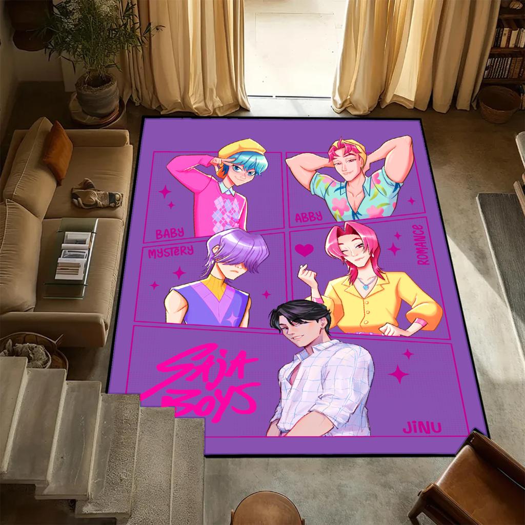 D-Demon H-Hunters Carpet K-POP Flannel Rug Bedroom Decor Kid Nonslip Carpet Floor Mat Surface Comfortable Carpet Birthday Gift
