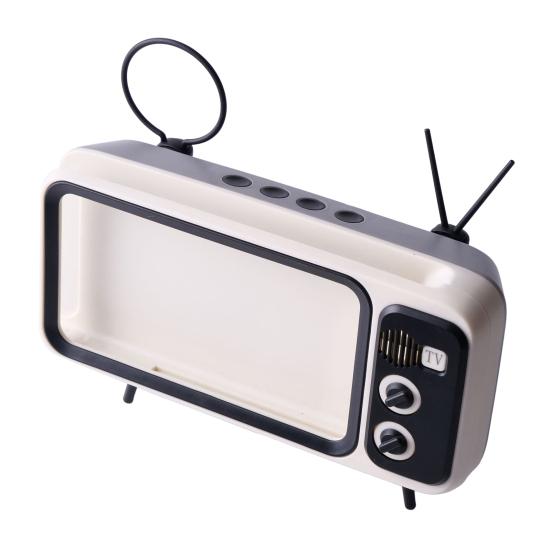 Держатель для телефона Подставка-подставка с поддержкой динамика Нескользящий держатель для мобильного телефона в виде ретро-телевизора для прослушивания музыки