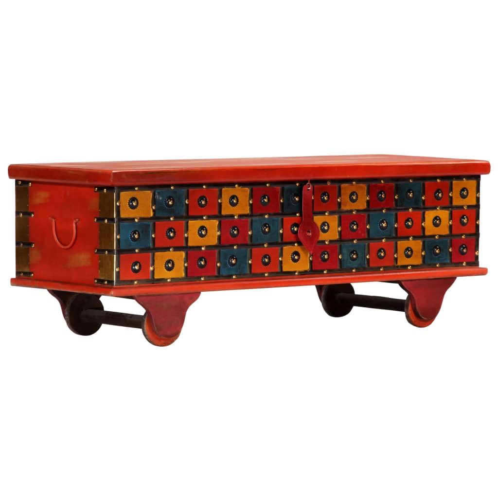 Storage Chest Red 110 x 40 x 40 cm Solid Acacia Wood