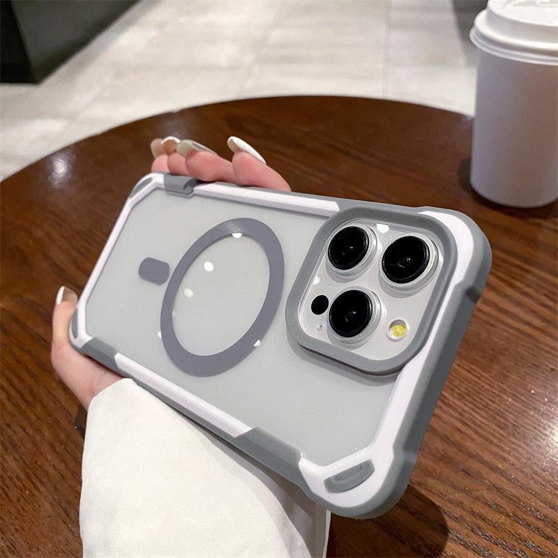 Роскошный четырехугольный акриловый магнитный чехол с защитой от падения для iPhone 15 Pro Max 14 Plus 13 12 11 Pro Samsung S24 Ultra All Inclusive с защитой от падения