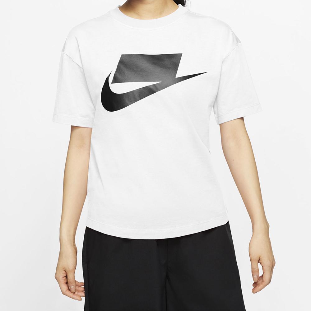 Nike Повседневная спортивная тренировочная футболка с круглым вырезом и короткими рукавами, женские топы, белые DB9828-100