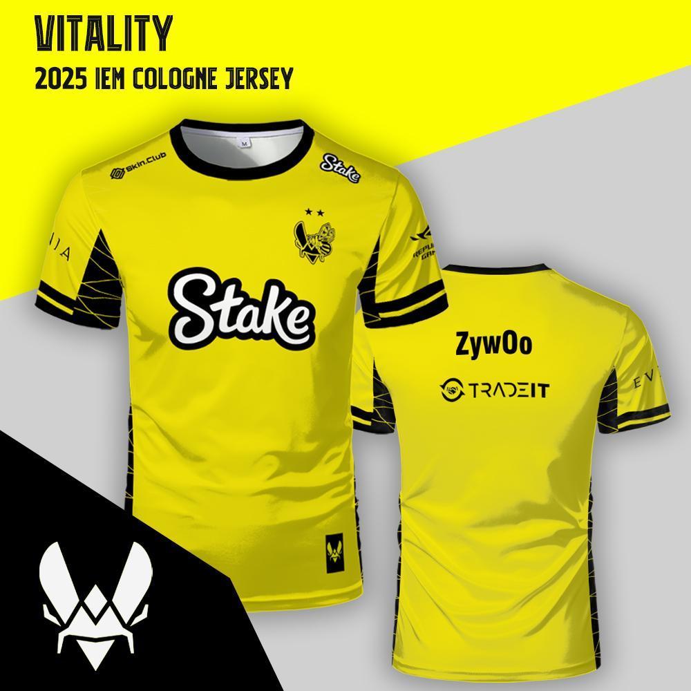Киберспортивный клуб Team Vitality Университет 2025 Джерси IEM Cologne CSGO Pro League Major Тренировочная форма Унисекс Новая желтая футболка
