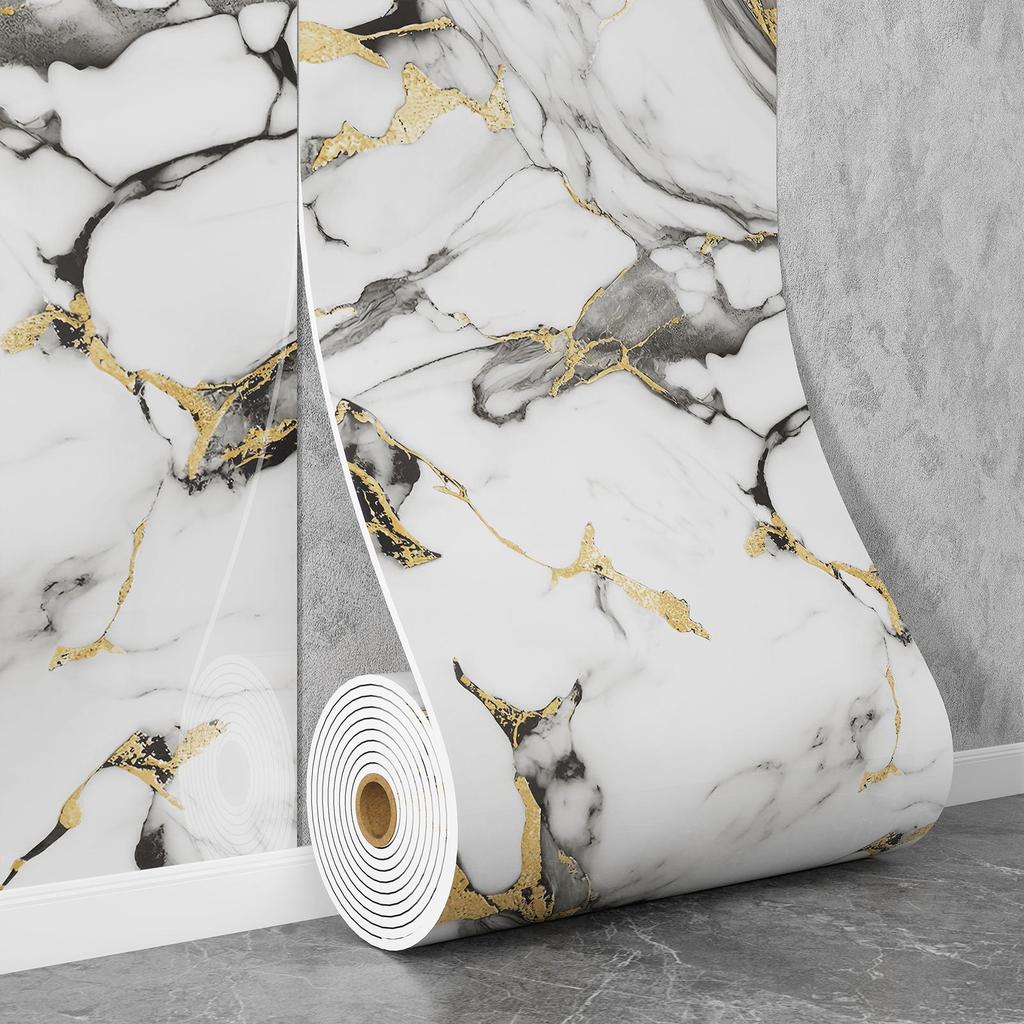 Самоклеящаяся водостойкая настенная наклейка под мрамор для ванной комнаты, гостиной, кухни и ТВ-зоны.