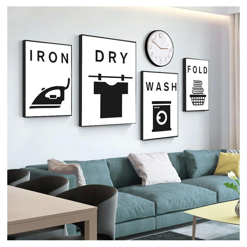 Вывеска с цитатой, настенная живопись на холсте, плакаты на скандинавскую тему и принты, настенные панно для декора ванной комнаты, стирка, сушка, складка, гладильная стирка, забавная