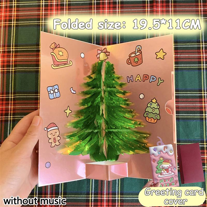 3D Pop Up Рождественская открытка с музыкой Счастливого Рождества Поздравительная открытка Рукописные благословения Пригласительные открытки Подарки на День благодарения