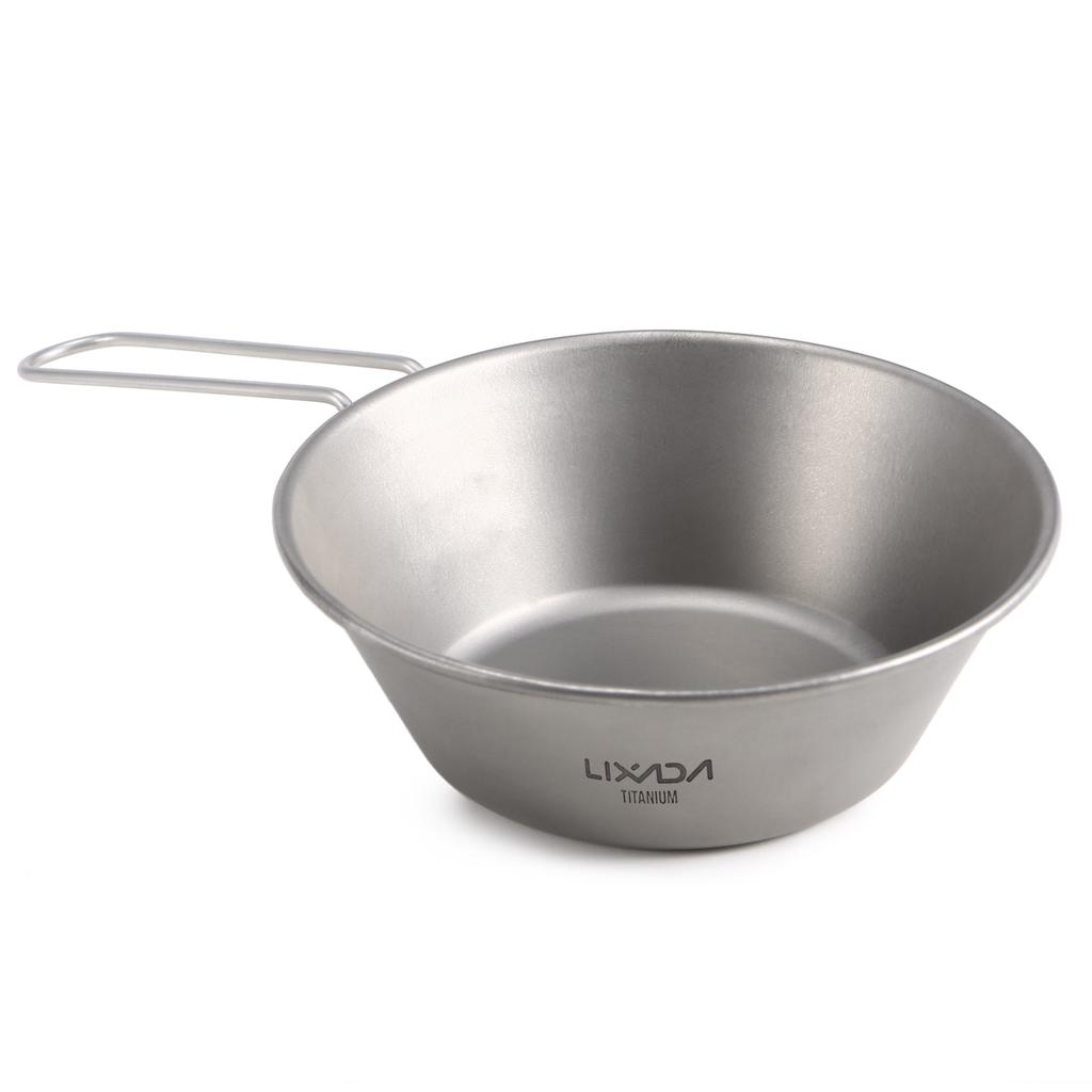 Чаша Lixada из нержавеющей стали со складной ручкой для кемпинга, пешего туризма, пикника