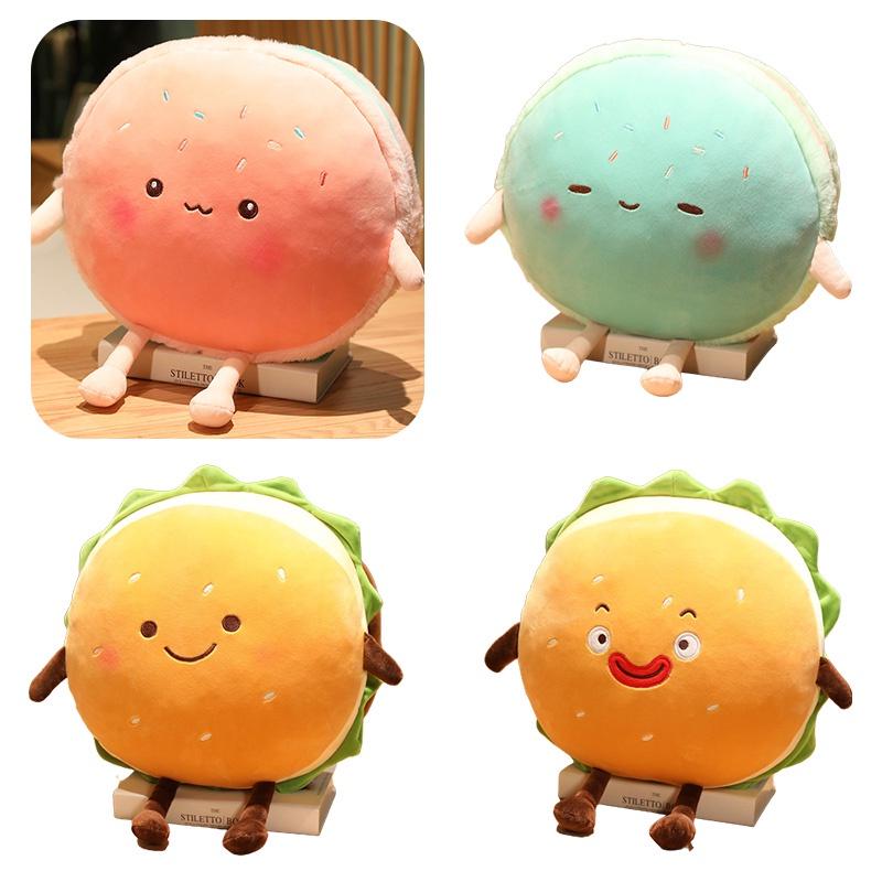 Cartoon Hamburger Plush Cushion With Short Plush Material For Home Decor And Comfort
