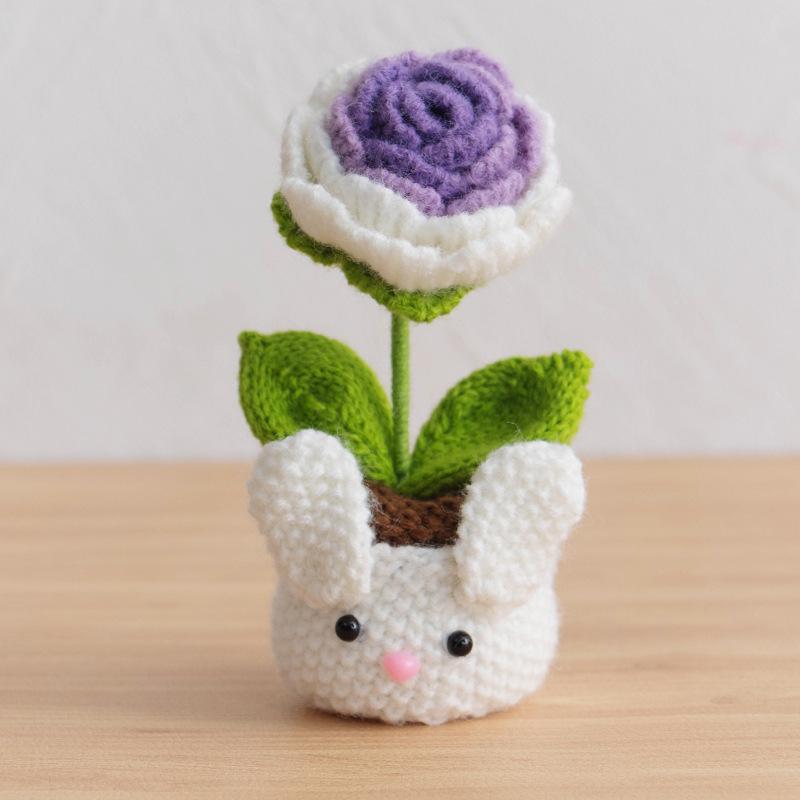 New Animal Crochet Flower Pot Cute Handwoven Flowers Knitting Flower Bookshelf Car Decoration Friends Gifts