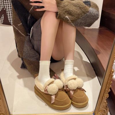 Платформа Boken обувь женская осень и зима 2025 новая бархатные лоферы на одной педали пушистые туфли-бобы хлопковая обувь Boken