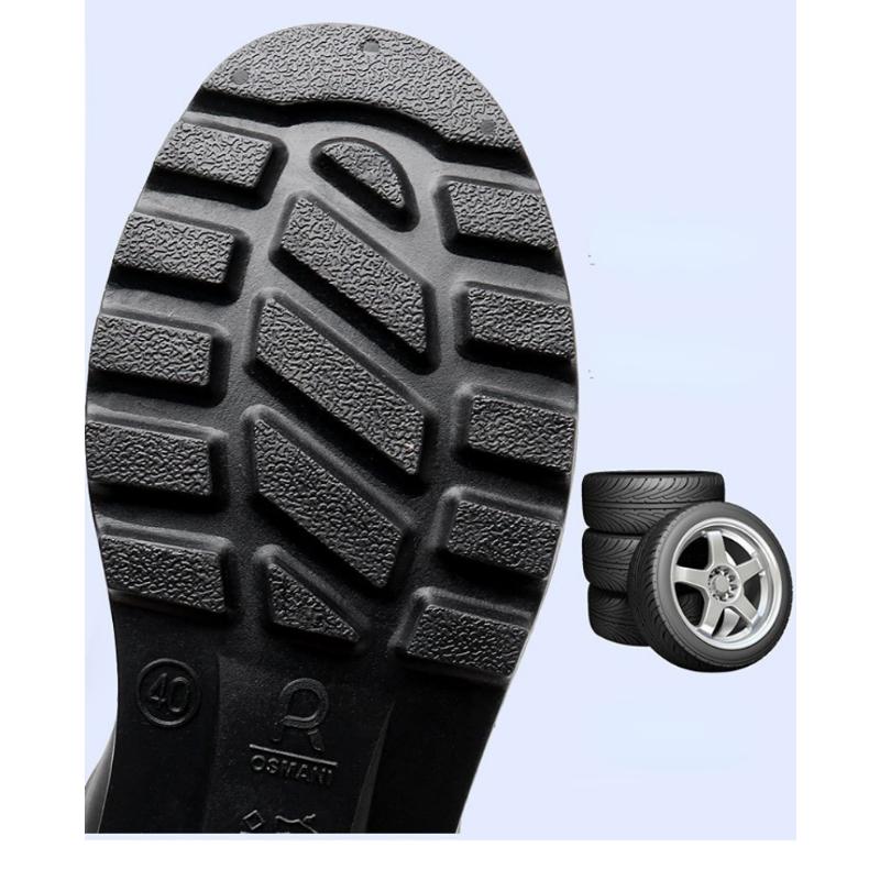 Men's Medium High Tube Rain Shoe Work Waterproof Protective Solid Color Rain Boots Men Outdoor Work Rubber Boots Platform Boot