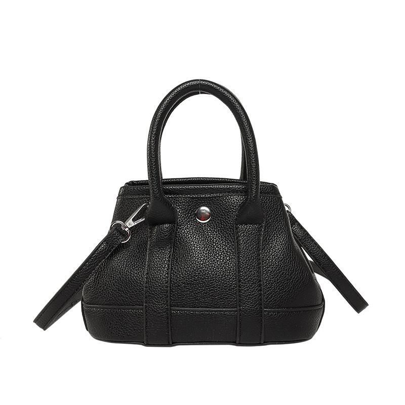 Solid color temperament lychee pattern portable small bag women's versatile senior sense business commuter style messenger bag