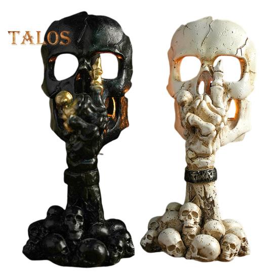 Подсвечник в виде черепа на Хэллоуин, готический, без слов, черно-белый, скелет, смоляная подставка для свечи, ароматизированная свеча, подсвечник, украшение для стола