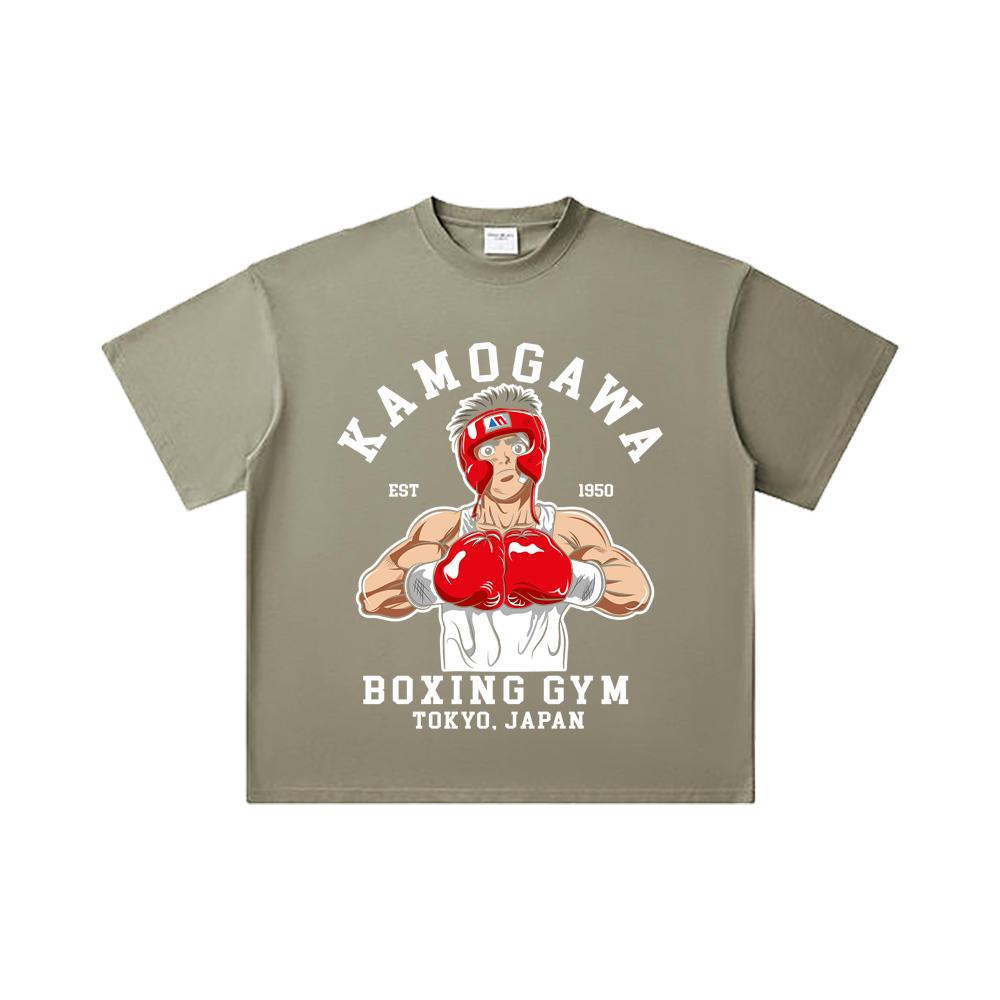 260 GSM Double Yarn 32 Count 100% Cotton Hajime no Ippo V10 Print Unisex Heavy Cotton T Shirt