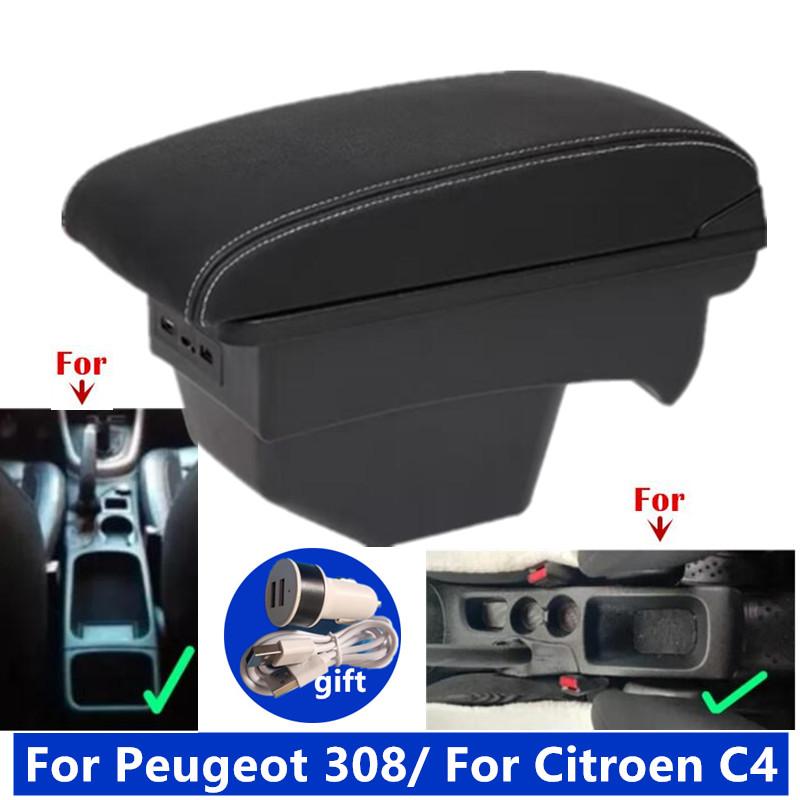 Car Armrest Box for Peugeot 308 2008 2009 2010 2011 2012 T7 SW / Citroen C4 2011 Retrofit Parts Center Storage Box USB Accessori