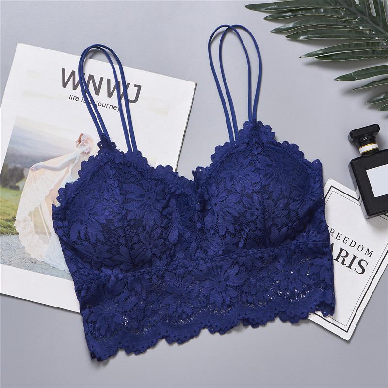 Lady Sexy Lingerie Corset Lace Floral Bralette Padded Bra Camis Underwear Wire Free Sheer Lace