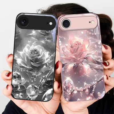 Розы цвета ледяного кристалла Для iPhone 17 Air 16 E 15 14 13 Plus 12 mini 17 Pro Max 11Pro XR Xs 7 8 11 Закаленное Стекло Чехол для Телефона