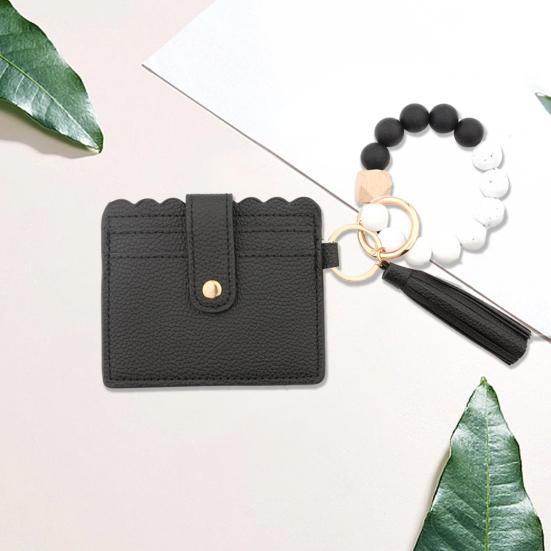 Женский кошелек, держатель для карт, бусины, кисточка, декор, искусственная кожа, фирменная строчка, мраморный брелок с леопардовым принтом, кисточка, карман для карт, кошелек