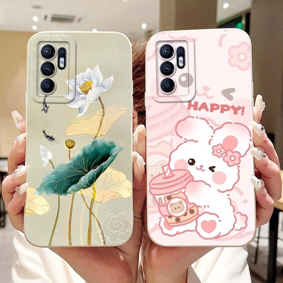 For OPPO Reno6 CPH2235 Elegant Sunflower Tulip Printed Phone Case For Oppo Reno 6 4G Soft Silicone Shockproof Cases