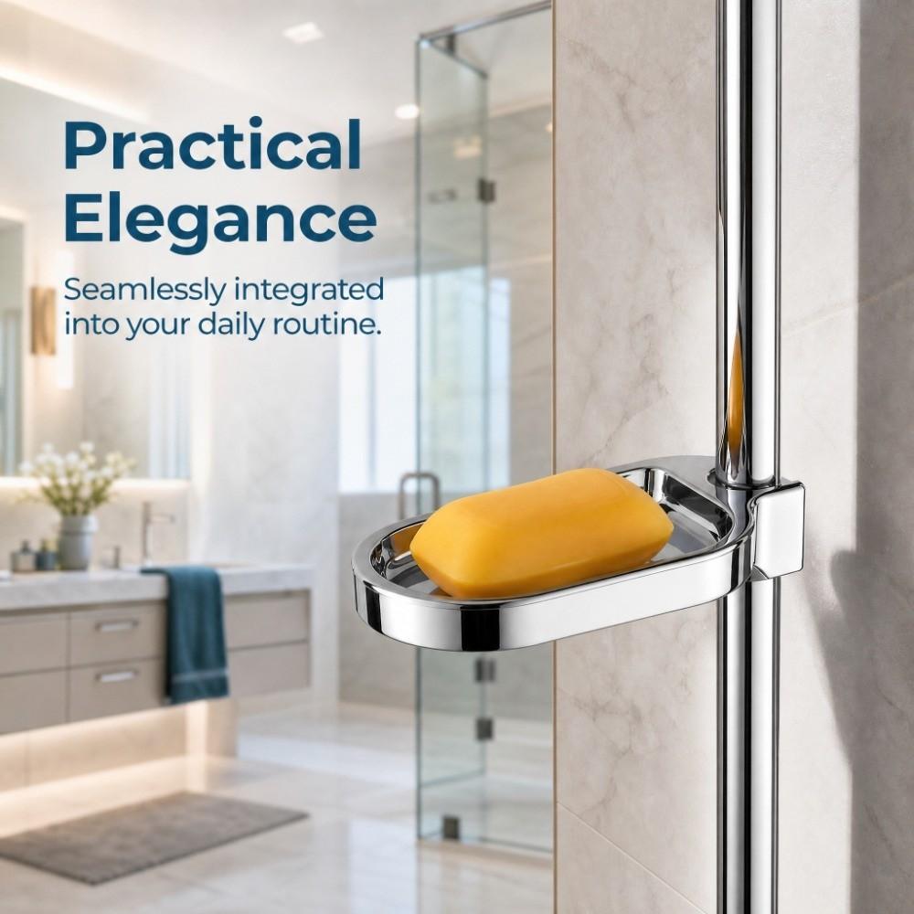 Clip-on Design Soap Holder ABS Soap Tray Shower Rod Soap Dish Bathroom Shower Kitchen Sink
