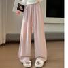 Белые мягкие клейкие брюки-полотенца для женщин на осень и зиму с высокой посадкой, свободные, клейкие брюки из рисовой муки, повседневные брюки прямого кроя, ленивые широкие брюки