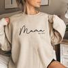 Mama Est 2023 Sweatshirt Mothers Day Gift Women Long Sleeve Crewneck Sweatshirts Personalized Hoodie New Mom Gift Casual Tops