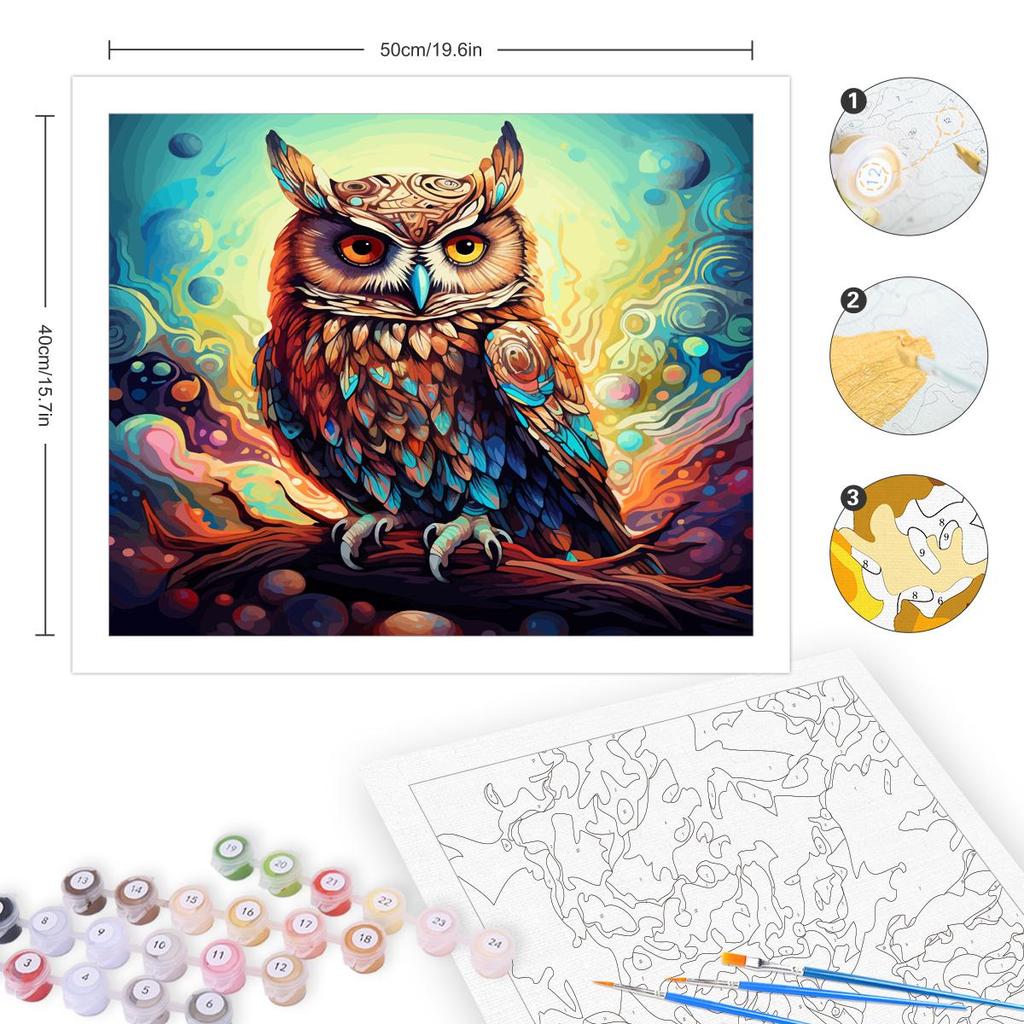 RUOPOTY Акриловая картина по номерам для взрослых, рисунок совы по номерам, настенный художественный набор красок, подарок, ручная роспись, холст, живопись, анимация