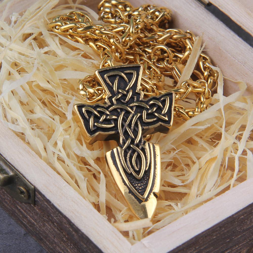 Скандинавский амулет-меч Фрейра Viking Pendant Necklace Нержавеющая сталь с деревянной подарочной коробкой
