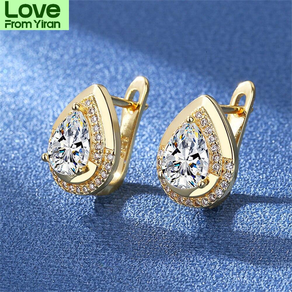New 925 Sterling Silver Women Earrings Drop Shape Fashion High Quality Zircon All -Match Pair Ear Studs Earring Jewelry Gift