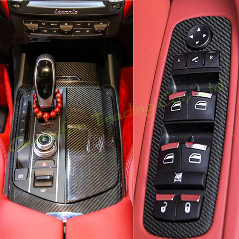 3D/5D Carbon Fiber Car Interior Cover Console Color Stickers Decals Products Parts Accessories For Maserati Levante 2016-